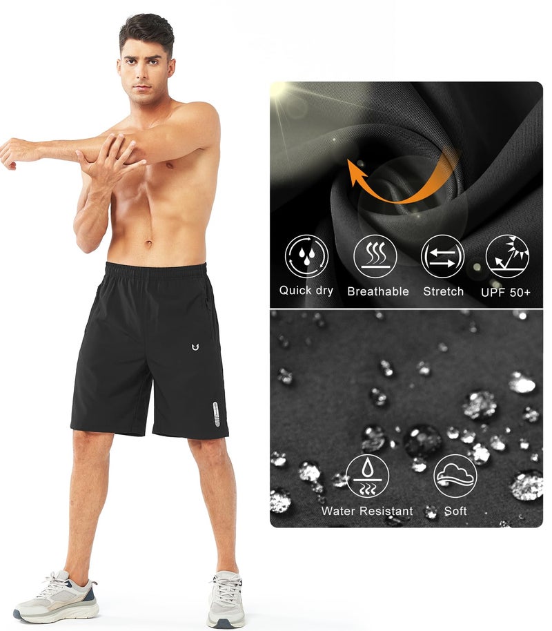 NORTHYARD Men's Athletic Running Shorts Gym Workout Shorts 7"/ 9"/ 5" Quick Dry Lightweight Sports Basketball Exercise Tennis Exercise Black-9inch M - Image 3