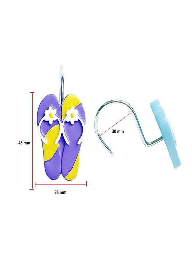 ZILucky 12 Pcs Resin flip-Flops Slippers Multi-Color Mixed Shower Curtain Hooks Rings Stainless Steel Bathroom Beach Decor Accessories (Flipflop) - Image 2