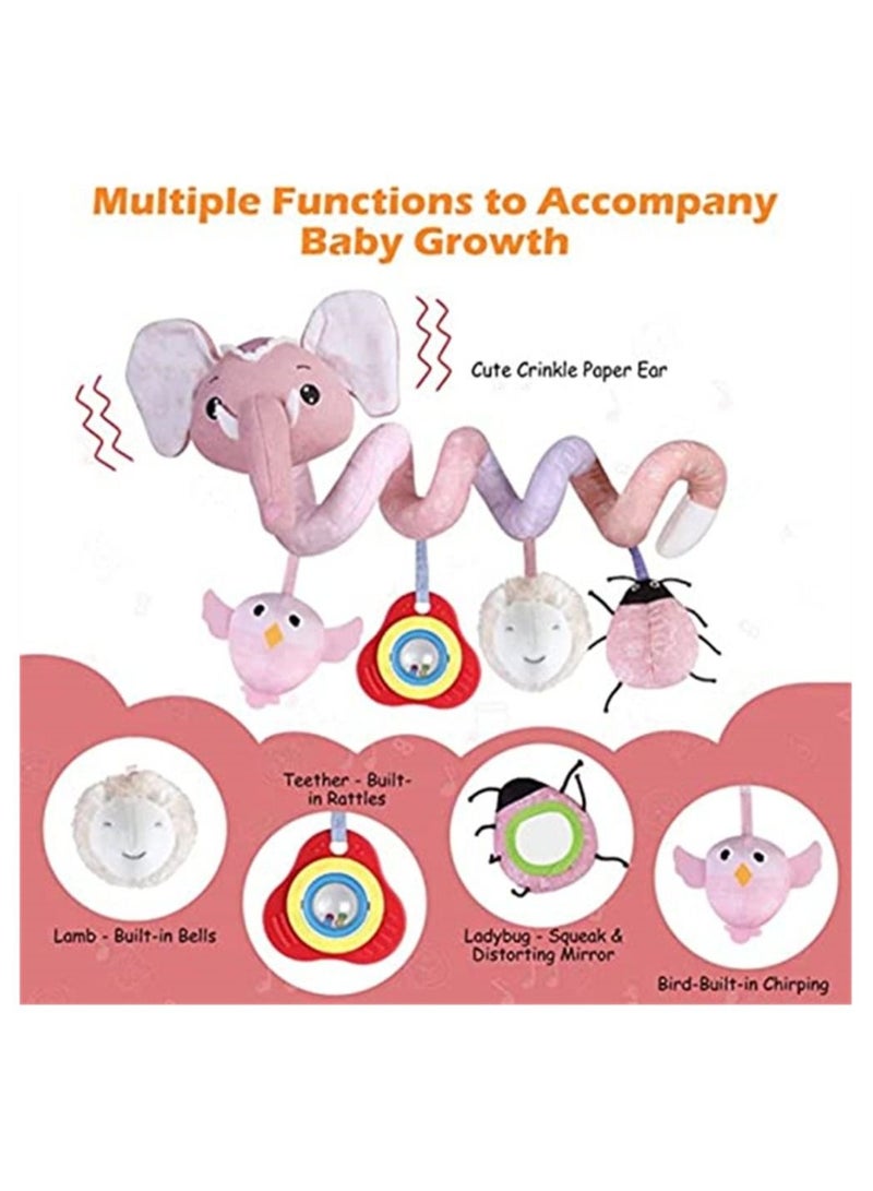 Y&D Baby Stroller Toys, Car Seat Toys for Infants, Crib Rattles Learning Hanging Sensory Development Spiral Plush with Music Squeaker,  - Image 2