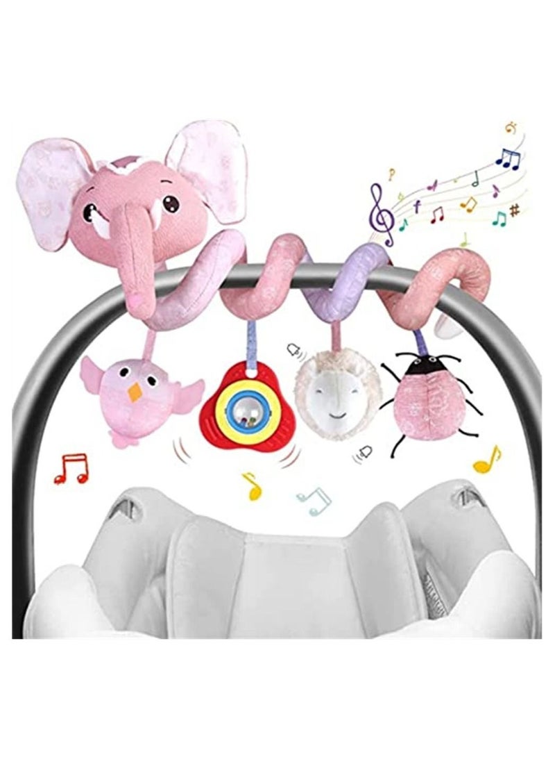 Y&D Baby Stroller Toys, Car Seat Toys for Infants, Crib Rattles Learning Hanging Sensory Development Spiral Plush with Music Squeaker,  - Image 1