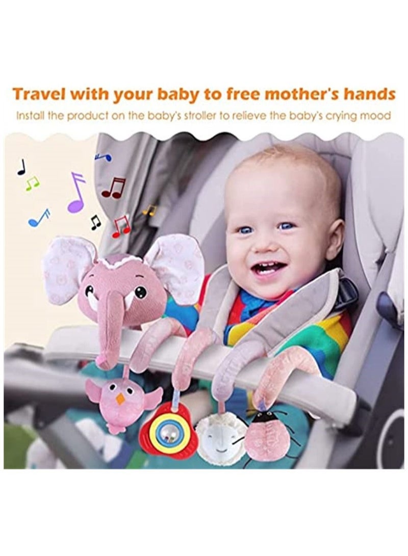Y&D Baby Stroller Toys, Car Seat Toys for Infants, Crib Rattles Learning Hanging Sensory Development Spiral Plush with Music Squeaker,  - Image 4