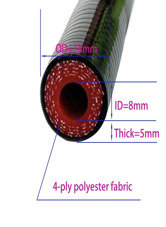 Bekelan 8MM (5/16") X 3.28FT Black High Temp Reinforced Silicone Heater Hose Radiator Coolant Straight Line(Work Pressure 145PSI/4-ply Reinforced/5MM Thick)+2 Clamp - Image 3