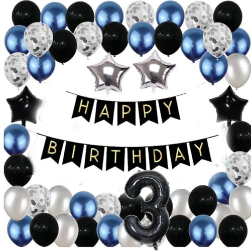 FI - FLICK IN 1 Pc Big Size Number 3 Foil Balloon 32 Inch Large Black Number Foil Balloon Gradient 0 to 9 Number Balloons for Decoration 3rd Birthday Anniversary Decoration Items (Pack of 1, Black) - Image 4