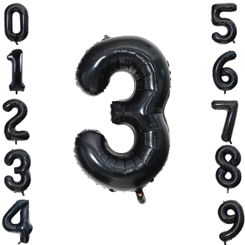 FI - FLICK IN 1 Pc Big Size Number 3 Foil Balloon 32 Inch Large Black Number Foil Balloon Gradient 0 to 9 Number Balloons for Decoration 3rd Birthday Anniversary Decoration Items (Pack of 1, Black) - Image 5