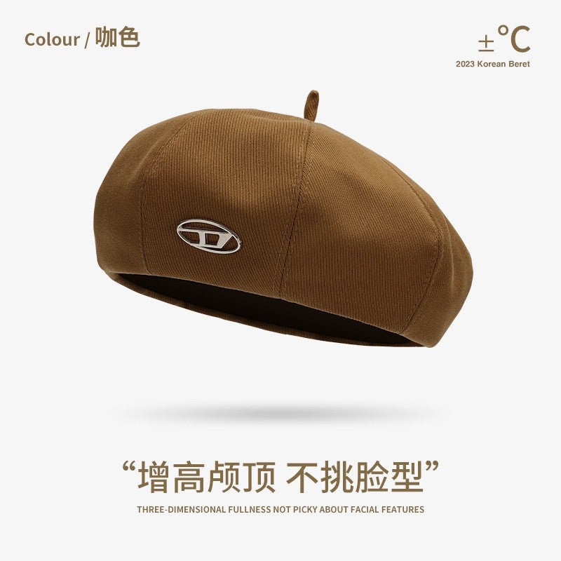 New autumn and winter beret womens wool fashion all-match Japanese painter hat windproof warm cloud hat DMZ102[classic] DMZ99; curry color [classic] DMZ99; curry color