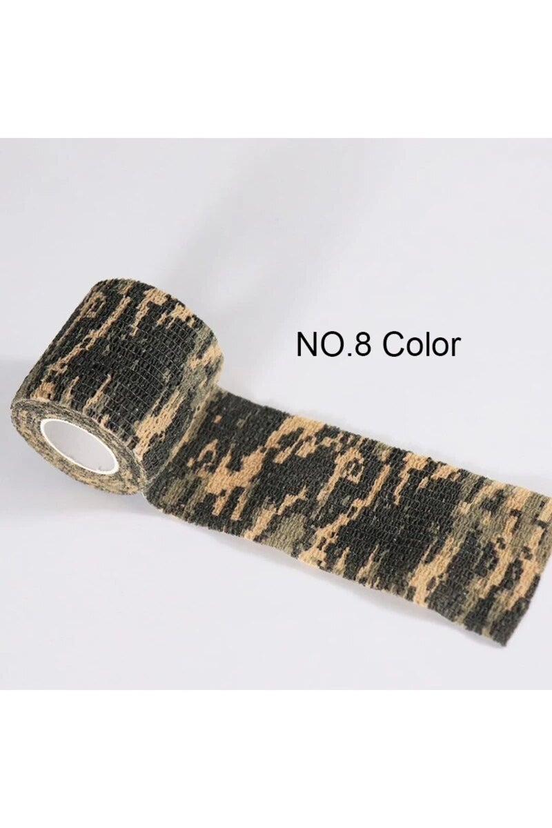 شريط لاصق مموه بطول 4.5 متر، بثمانية ألوان، ضمادة واقية ذاتية اللصق للاستخدام العسكري والصيد في الهواء الطلق