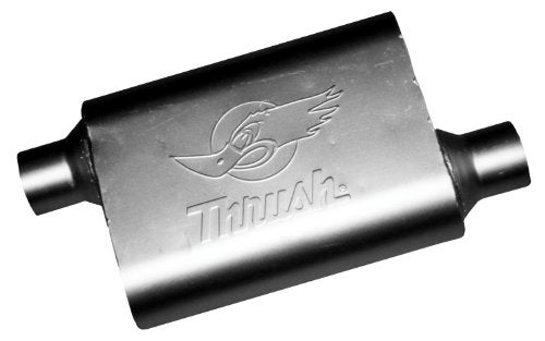 Thrush Muffler Deep Race Tone (Most Applications) Inlet 2.5 Pipe Connection Offset Outlet 2.5 Offset - Image 1