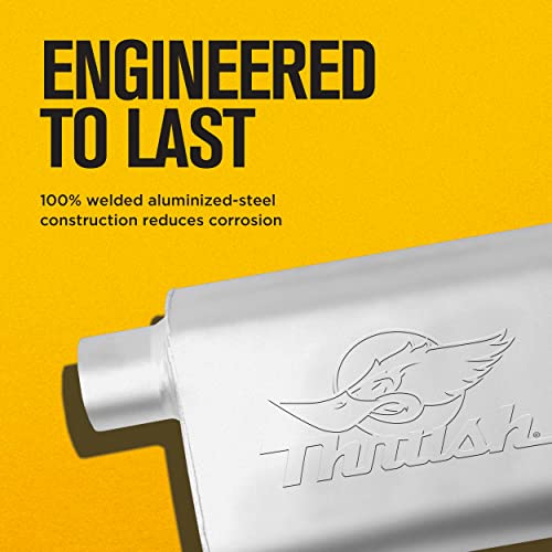 Thrush Muffler Deep Race Tone (Most Applications) Inlet 2.5 Pipe Connection Offset Outlet 2.5 Offset - Image 3