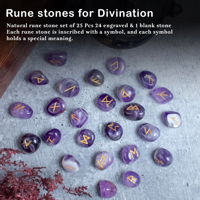 Crocon Oplaite Rune Stones Set with Elder Futhark Alphabet Engraved Symbol for Energy Genrator Chakra Balancing EMF Protection Home Office Decorative Stone Size :- 15-20 mm Approx - Image 4
