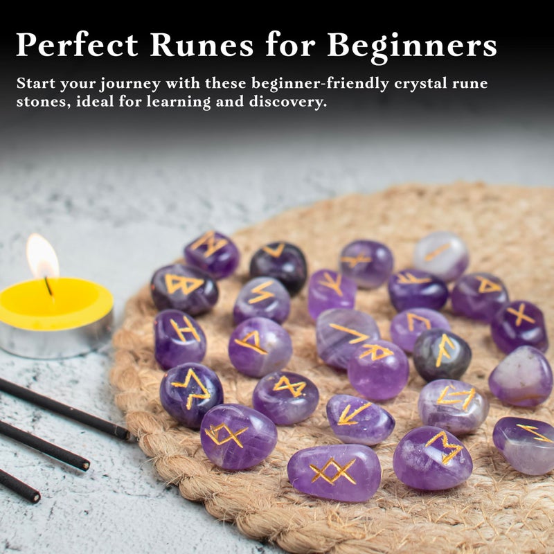 Crocon Oplaite Rune Stones Set with Elder Futhark Alphabet Engraved Symbol for Energy Genrator Chakra Balancing EMF Protection Home Office Decorative Stone Size :- 15-20 mm Approx - Image 2
