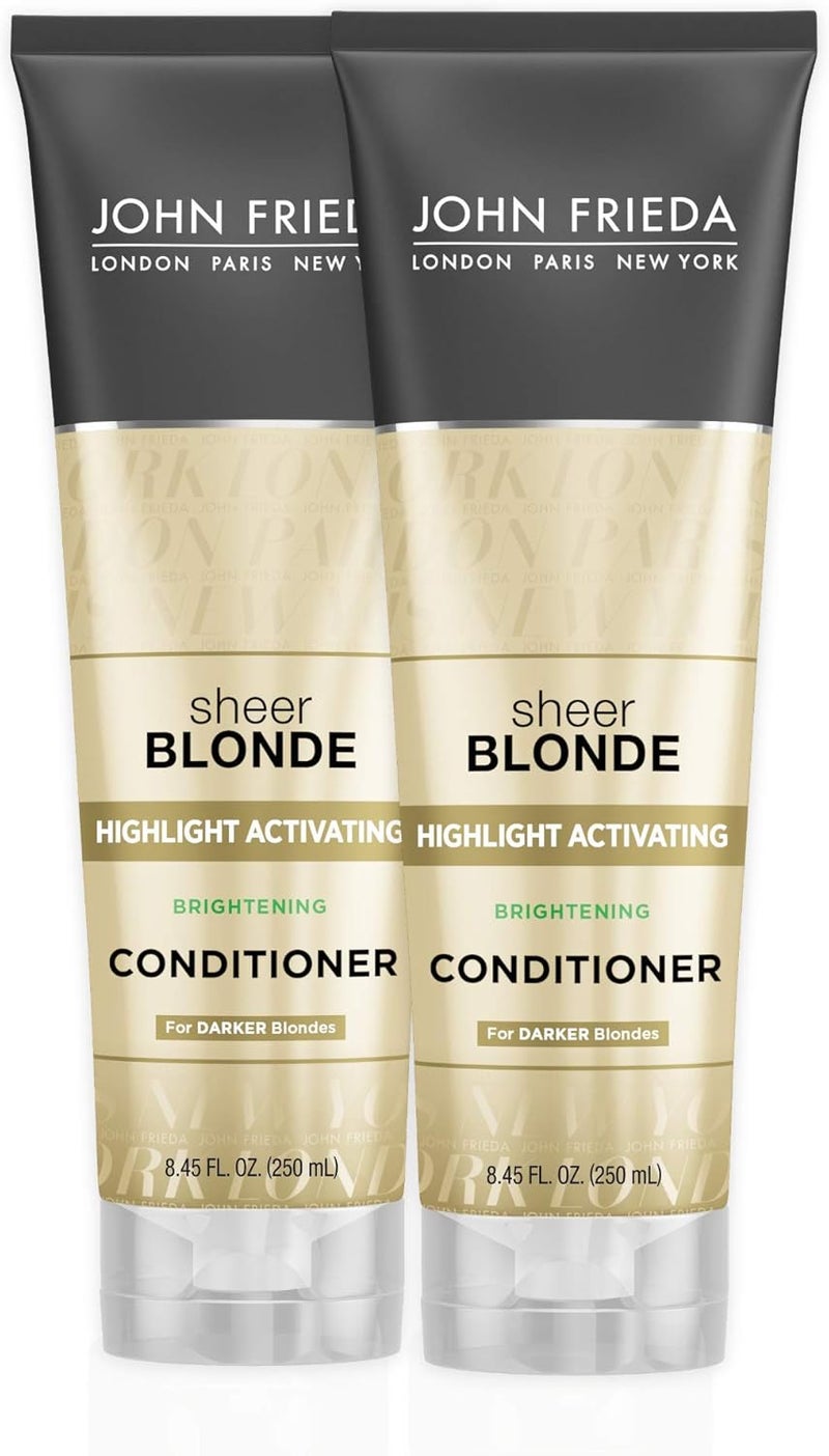 John Frieda Sheer Blonde Highlight Activating Conditioner for Darker Blondes - 8.45 Ounces (Pack of 2) with Honey and Oatmeal - Image 1