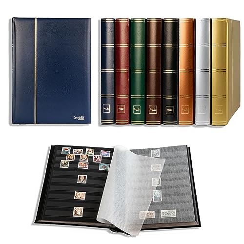 Prophila Collection ألبوم طوابع بروفيلا ستوكبوك 60 جانب أسود، بغطاء أزرق مبطن بجلد صناعي - Image 1