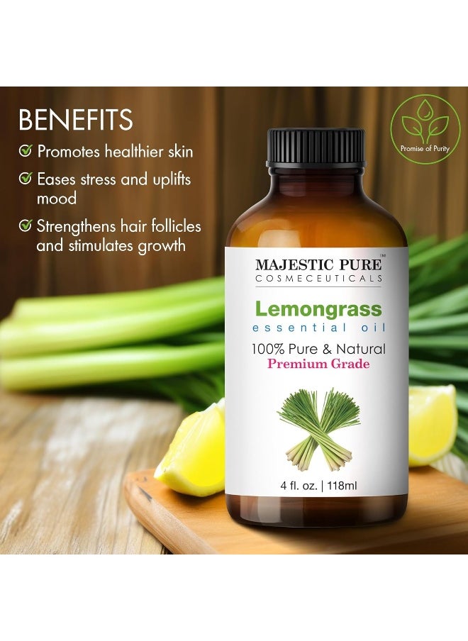 Majestic Pure MAJESTIC PURE Lemongrass Essential Oil | 118 ml | 100% Pure and Natural Lemongrass Oil | Premium Grade Essential Oils for Hair Care, Home Diffusers, Skin, Aromatherapy, Massage and Humidifiers  - Image 4