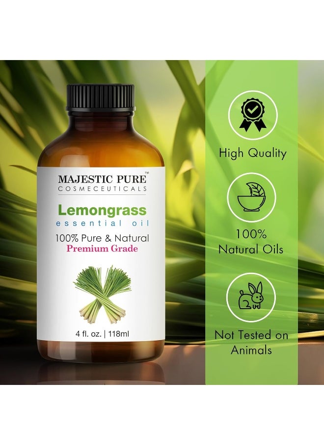 Majestic Pure MAJESTIC PURE Lemongrass Essential Oil | 118 ml | 100% Pure and Natural Lemongrass Oil | Premium Grade Essential Oils for Hair Care, Home Diffusers, Skin, Aromatherapy, Massage and Humidifiers  - Image 3