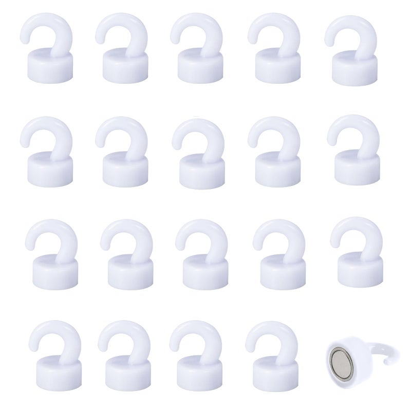JINGZHAN Mini Magnetic Hooks Small But Strong Magnets for Hanging Lights Jewelry Ornaments Keys Tiny Magnetic Hooks for Refrigerator Locker Metal Door Cabinet 8Lbs Holding Capacity White 50PCS - Image 2