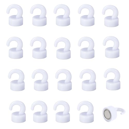 JINGZHAN Mini Magnetic Hooks Small But Strong Magnets for Hanging Lights Jewelry Ornaments Keys Tiny Magnetic Hooks for Refrigerator Locker Metal Door Cabinet 8Lbs Holding Capacity White 50PCS - Image 1