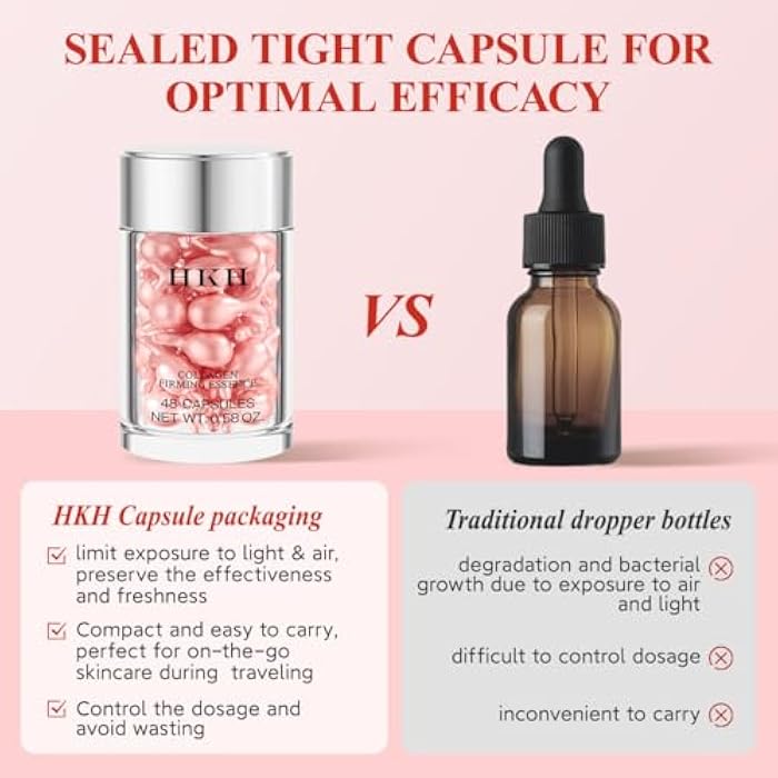 HKH Retinol Serum Capsules for Face: 48 Caps Anti-Aging Wrinkle Skincare Night Serum - Vitamin A & E Facial Oil for Women - Firming Smoothing & Hydrating - Travel-Friendly - 0.58 Oz Stocking Stuffers - Image 2