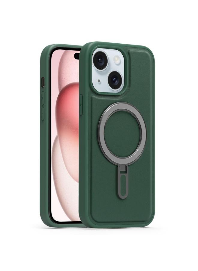 S-TOP Case For iPhone 15 Silver Shield MagSafe Holder Shockproof Phone Case - Image 1