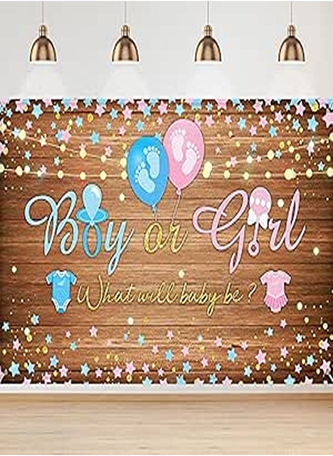 Gender Reveal Party Decorations Supplies Boy or Girl Gender Reveal Backdrop Banner Pink Blue What Will Baby Be Baby Shower Photography Background Photo Booth, 70.8 X 43.3 Inch 