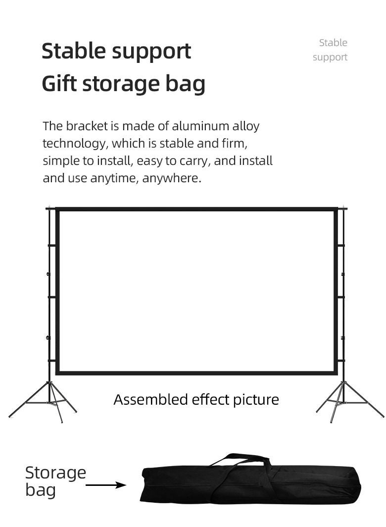 150 inch 16:9 Outdoor and Indoor Portable Projector Screen with 2.6M High Tripod Stands 