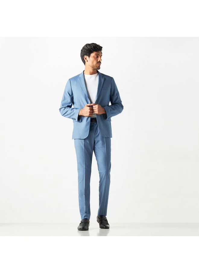 Iconic Iconic Textured Notch Lapel Blazer with Pockets