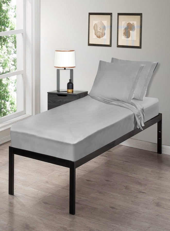 Gilbins Cot Size 30" x 75"x8 Sheet Set 4 Piece Fitted Flat 2 Pillowcases, Made of Cotton, Perfect for Camp Bunk Beds/RVs/Guest Beds Grey - Image 1