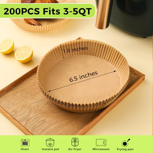Ctizne Disposable Air Fryer Liners, 200PCS 6.5In Round Parchment Paper Liner for Baking Roasting, Non Stick Oilproof Microwave Oven Air Fryer Accessories - Image 4