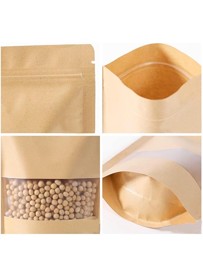 إي سي في في 20 قطعة من أكياس كرافت مع نافذة شفافة متعددة الأغراض أكياس قائمة بذاتها محكمة الغلق لتخزين الأعمال الصغيرة والعائلية (15 × 22 سم) - Image 3