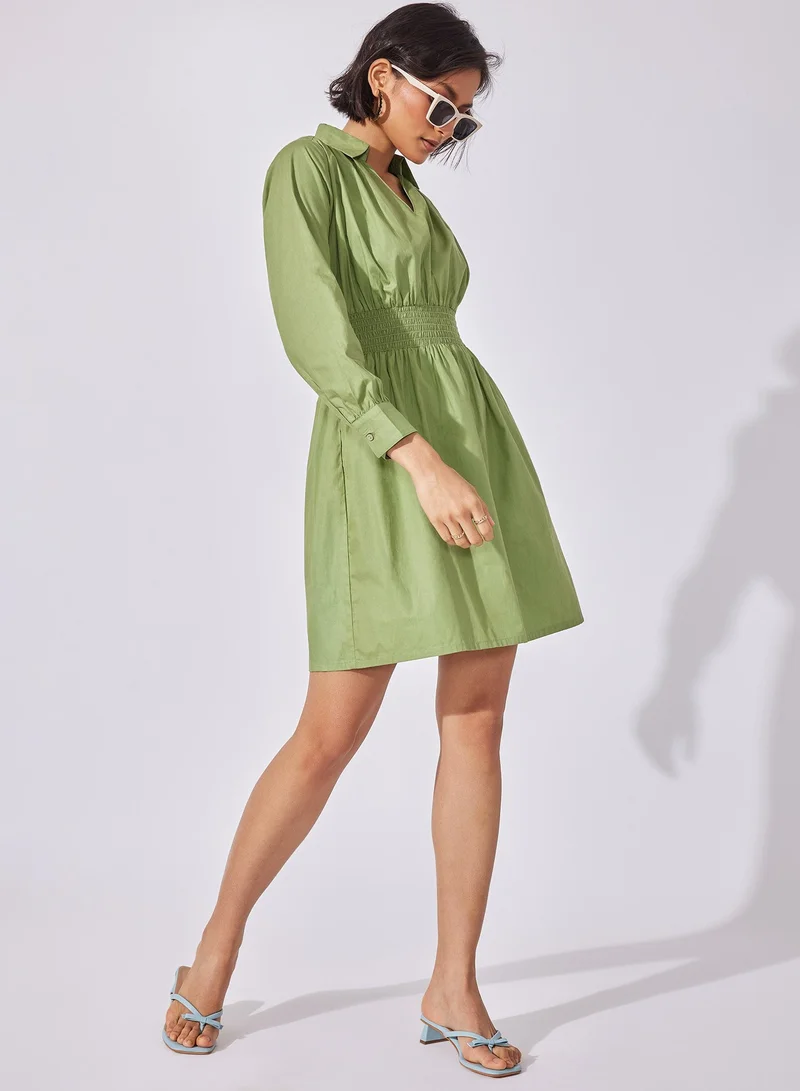 ذا ليبل لايف Leaf Smocked Mini Dress