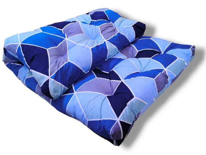 Deevine Craft Cotton Bed Mattress Foldable Movable Floor Gadda, 5 Inch Thick, for Picnic Travel and Hostel 1 Sleeping Capacity Single Bed Mattress 30X72X5 Inches (Blue Diamond) - Image 5