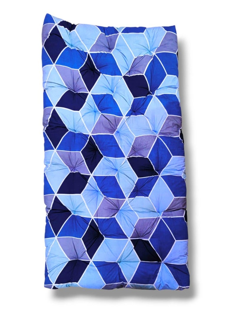 Deevine Craft Cotton Bed Mattress Foldable Movable Floor Gadda, 5 Inch Thick, for Picnic Travel and Hostel 1 Sleeping Capacity Single Bed Mattress 30X72X5 Inches (Blue Diamond) - Image 3