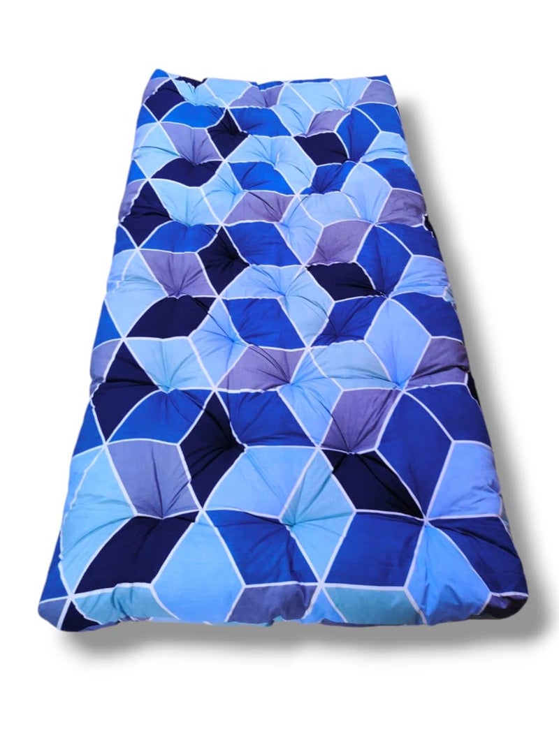 Deevine Craft Cotton Bed Mattress Foldable Movable Floor Gadda, 5 Inch Thick, for Picnic Travel and Hostel 1 Sleeping Capacity Single Bed Mattress 30X72X5 Inches (Blue Diamond) - Image 2