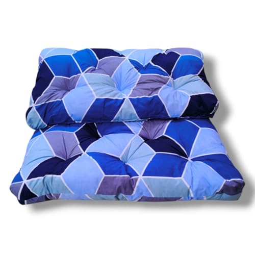 Deevine Craft Cotton Bed Mattress Foldable Movable Floor Gadda, 5 Inch Thick, for Picnic Travel and Hostel 1 Sleeping Capacity Single Bed Mattress 30X72X5 Inches (Blue Diamond) - Image 4