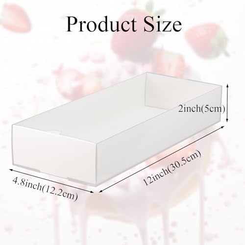 TEMLQPACK 8Pcs 12x 4.8 x 2 Inches Chocolate Covered Strawberries Bakery Boxes with Window for Macaron Cookies Chocolate Cakesickle Boxes for Christmas Valentine's Easter Mother's Day - Image 3