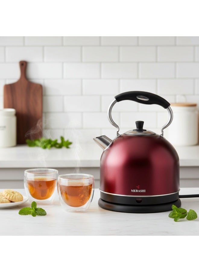 Mebashi 4L Stainless Steel Electric Kettle With 360 Degree Rotational Base And Auto Shut Off Red/Black ME-KT5002R - Image 2