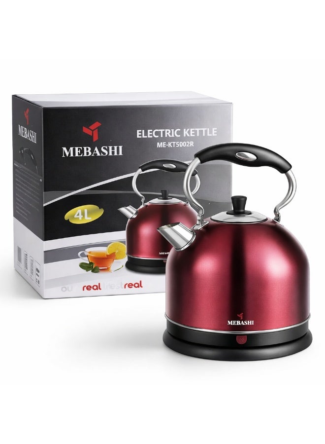 Mebashi 4L Stainless Steel Electric Kettle With 360 Degree Rotational Base And Auto Shut Off Red/Black ME-KT5002R - Image 4