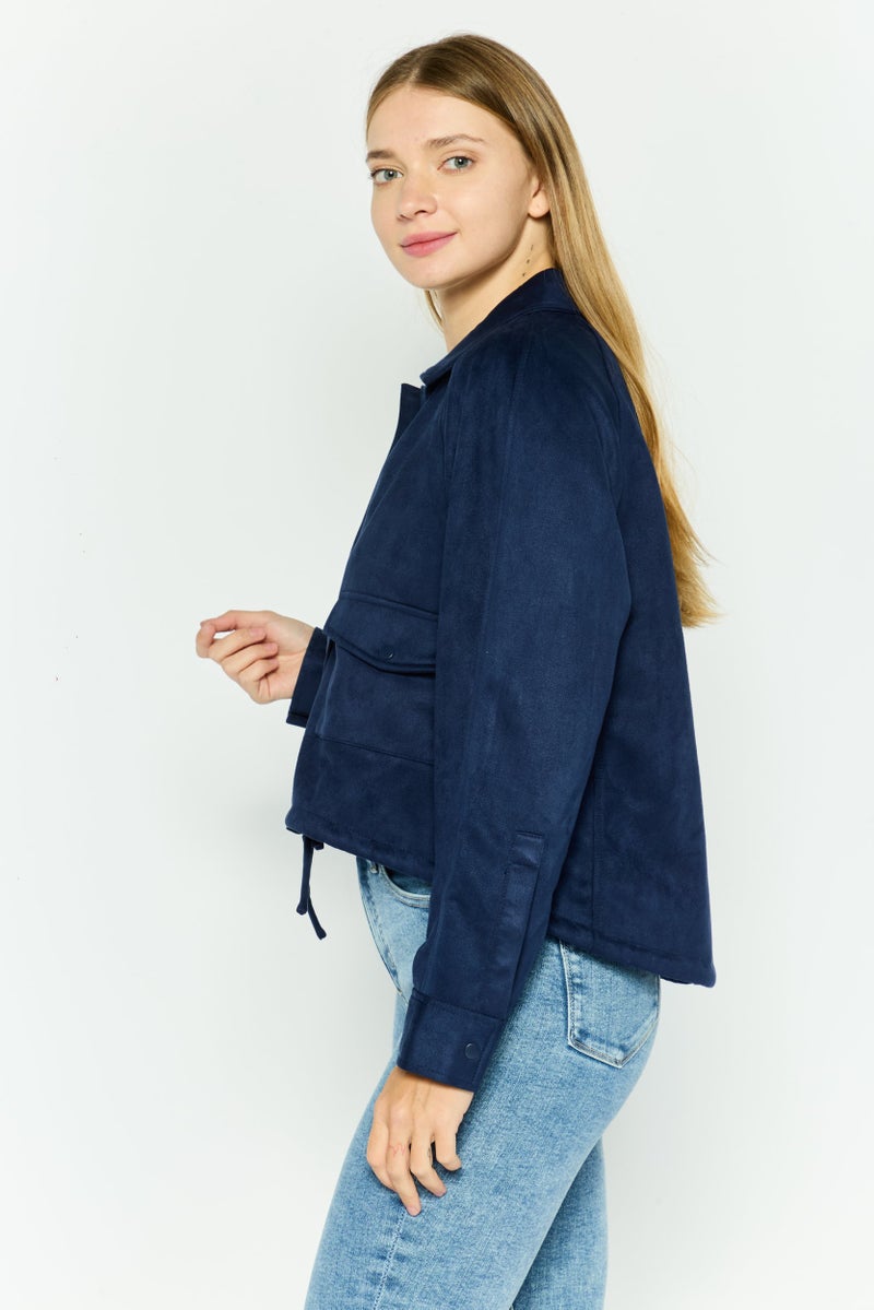 BCBGeneration Women Plain Jacket Shirt, Navy  - Image 3