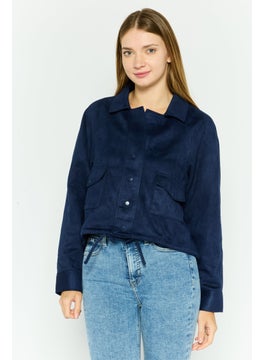 Women Plain Jacket Shirt, Navy - pzsku/ZF26F0BC6331AA2329B64Z/45/_/1738678455/7049d2e2-5bee-4fd6-bf66-d2139323ffdb