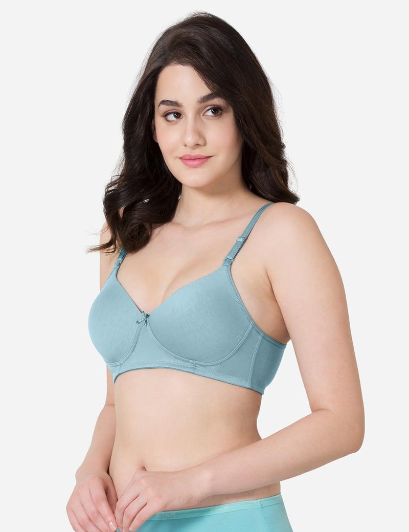 VSTAR Medium Coverage Padded T-Shirt Bra MV02 | Seamless Non-Wired Back Closure Anti-Bacterial Bra with Soft Seal Hook & Eye, Moisture-Wicking Fabric, and Detachable Straps Pastel Blue - Image 2