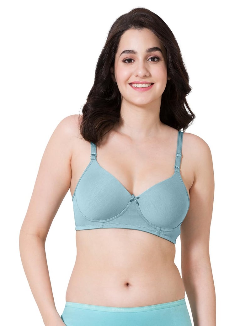 VSTAR Medium Coverage Padded T-Shirt Bra MV02 | Seamless Non-Wired Back Closure Anti-Bacterial Bra with Soft Seal Hook & Eye, Moisture-Wicking Fabric, and Detachable Straps Pastel Blue - Image 1