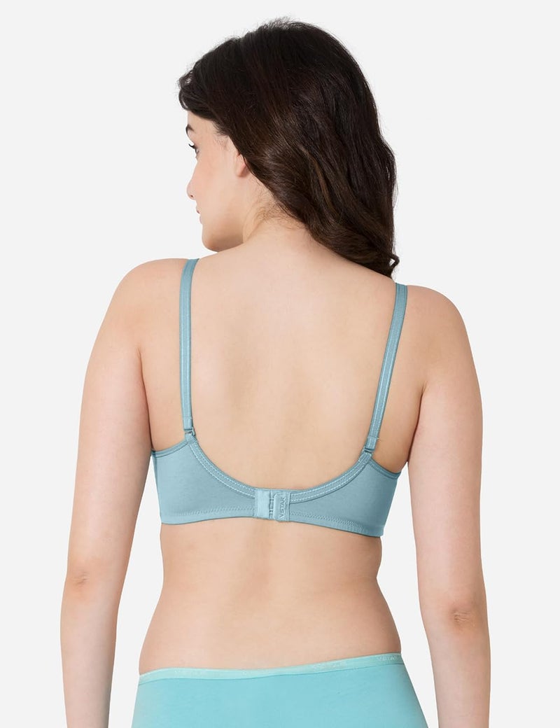 VSTAR Medium Coverage Padded T-Shirt Bra MV02 | Seamless Non-Wired Back Closure Anti-Bacterial Bra with Soft Seal Hook & Eye, Moisture-Wicking Fabric, and Detachable Straps Pastel Blue - Image 3