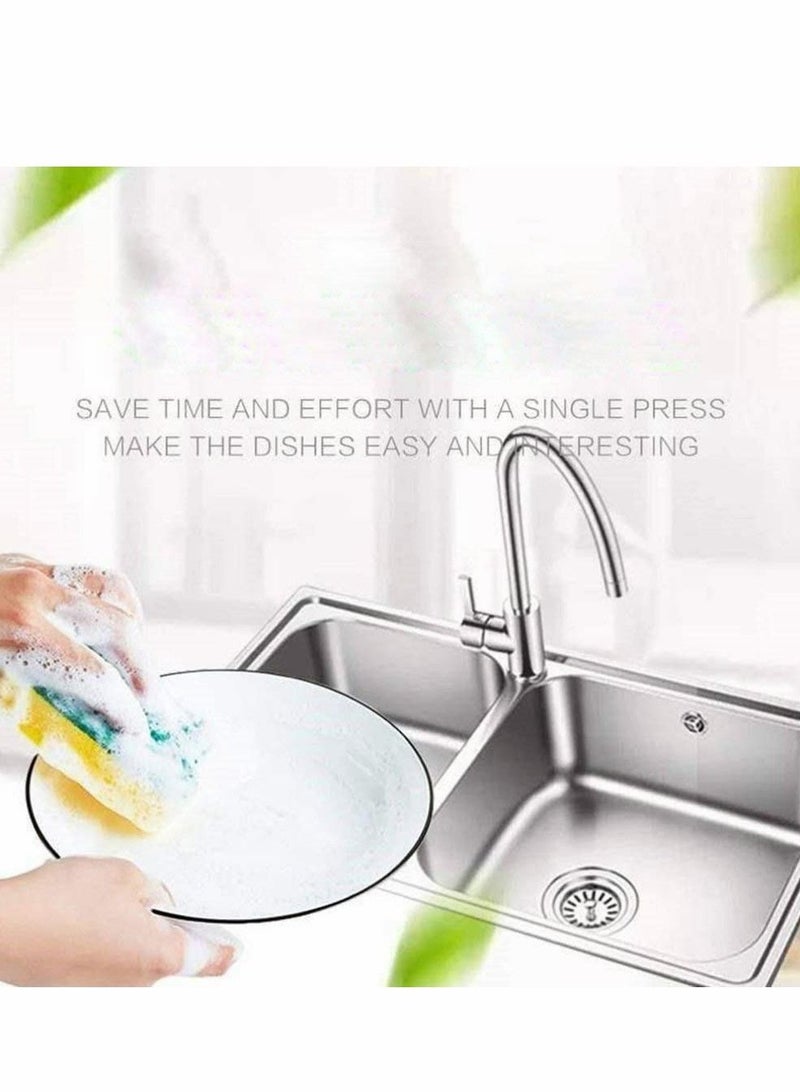 KASTWAVE مجموعة موزع صابون سائل - موزع يدوي بلاستيكي أنيق مع حاملة إسفنج - حاملة إسفنج 2 في 1 لموزع صابون لتنظيم مغسلة المطبخ وترتيب سطح الحمام - Image 3