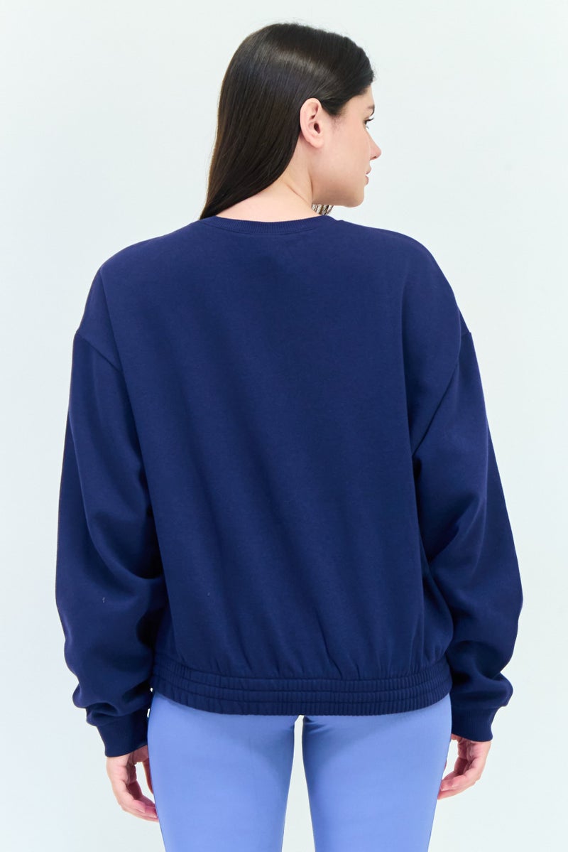 Reebok Women Sportswear Fit Long Sleeve Outdoor Sweatshirt, Navy  - Image 4