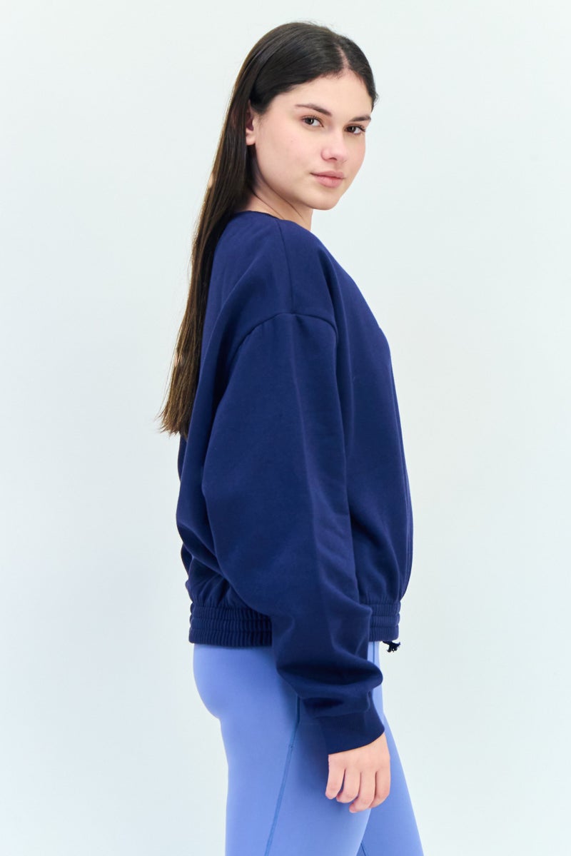 Reebok Women Sportswear Fit Long Sleeve Outdoor Sweatshirt, Navy  - Image 3