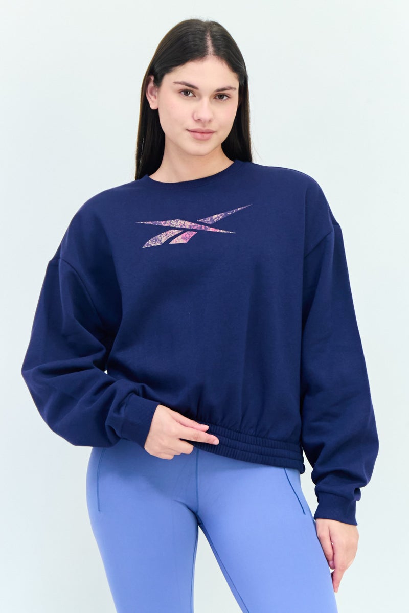 Reebok Women Sportswear Fit Long Sleeve Outdoor Sweatshirt, Navy  - Image 1