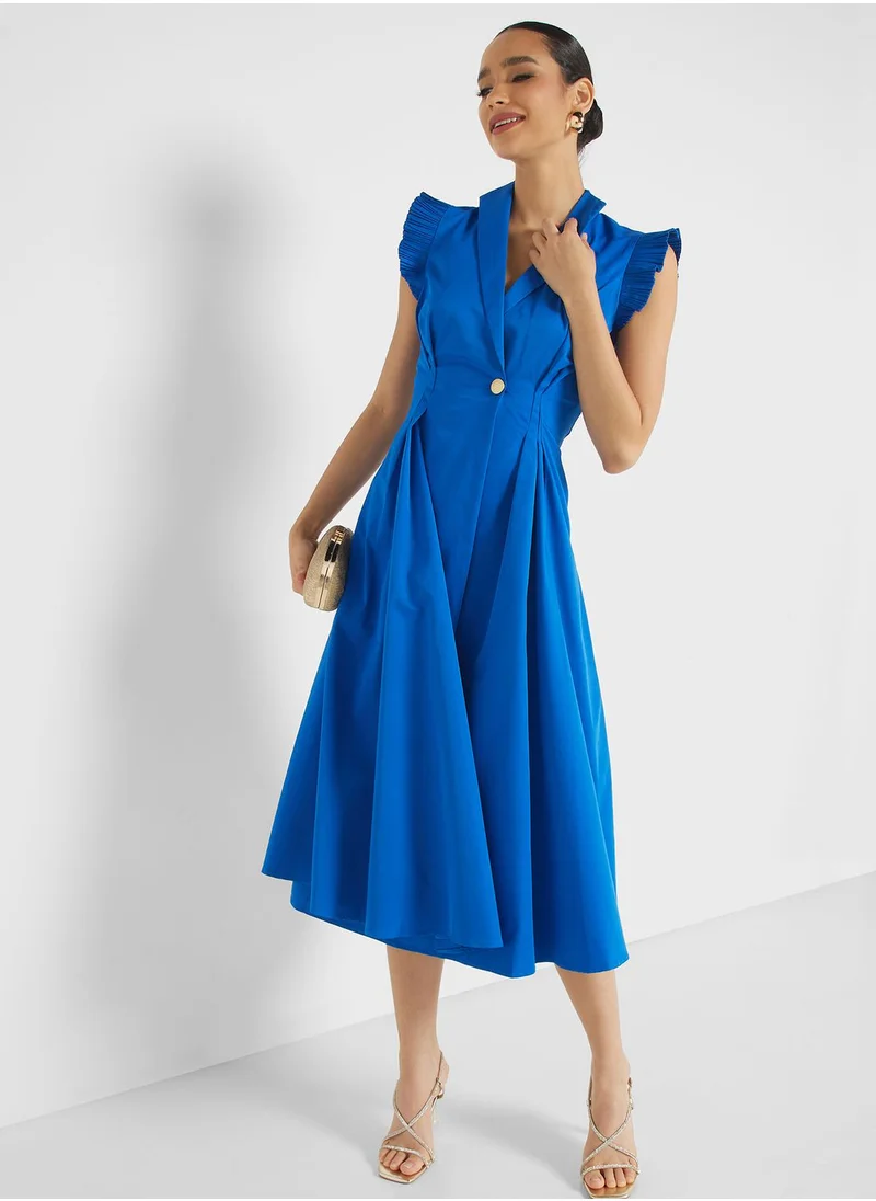 Femi9 V-Neck ruffled sleeves Dress