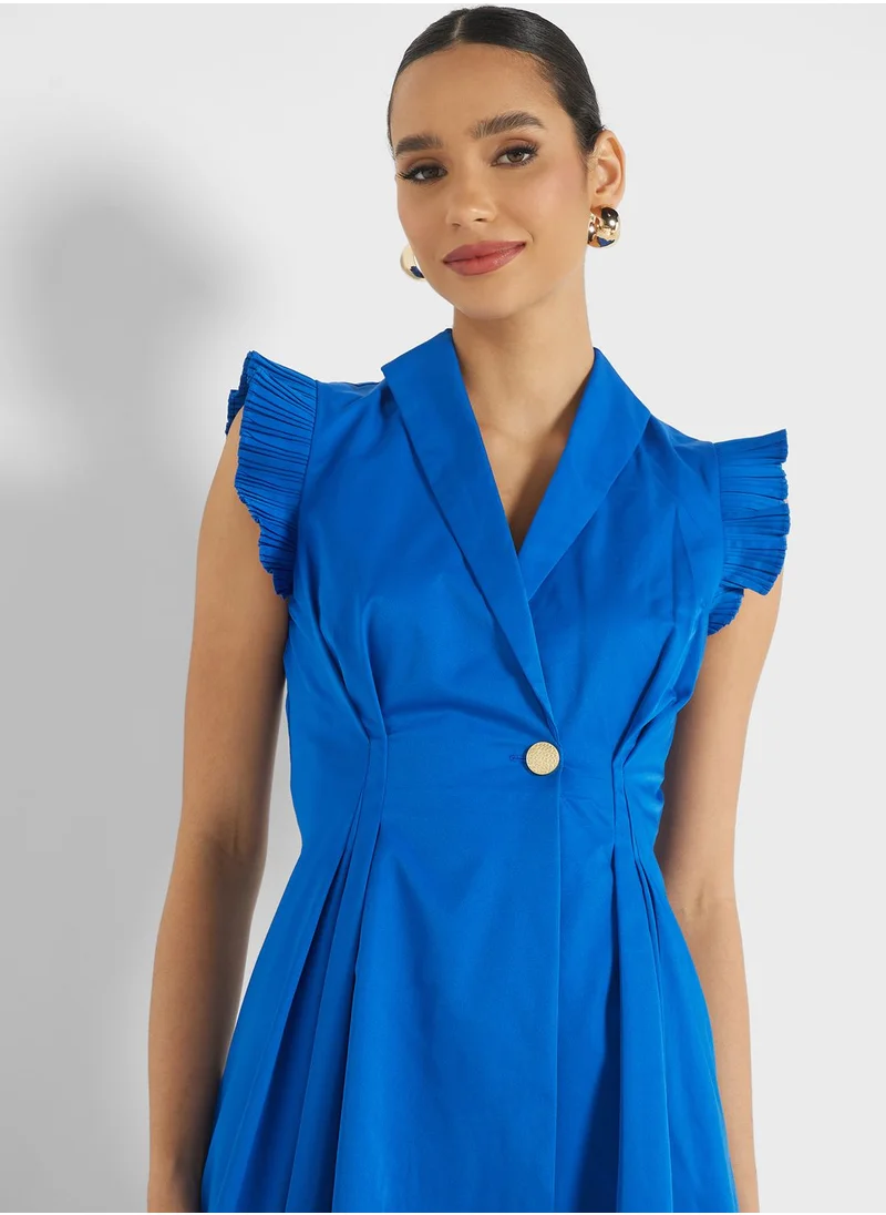 Femi9 V-Neck ruffled sleeves Dress