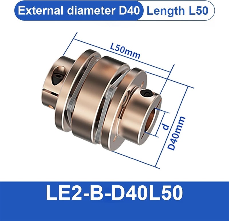Flange Coupling LE D40L35/50 Flexible Motor Shaft Coupler Aluminium Diaphragms Universal Joint for 3D Printer Cardan(LE1-B-D40L35-6X9) - Image 5