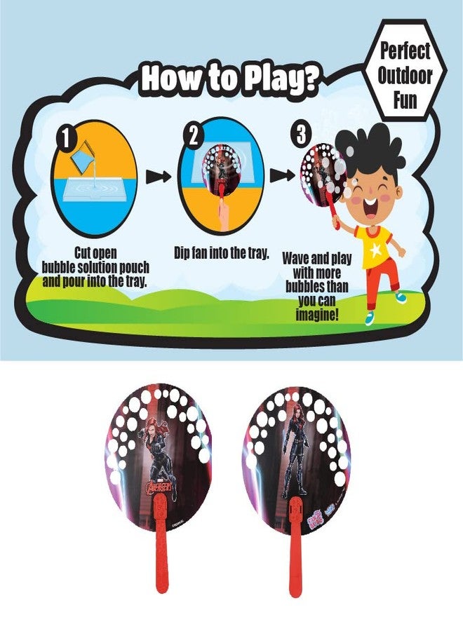 Bubble Magic FanBubs Black Widow Theme|Thick Viscous Concentrate Solution Pouches with Hand Fan|Just Dip, Wave& Play|Bubble Maker|Birthday & Return Gifts for Kids 3y+|Outdoor Indoor Toy|Made in India - Image 3