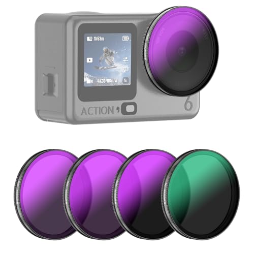 AMAZEAR ND CPL Filters Set for DJI OSMO Action 6 Action6 Pro Accessories ND16 ND64 ND256 CPL Overlay Lens Filters Kit 4 Pack Optical Glass HD Oil Resistant Easy to Use - Image 1